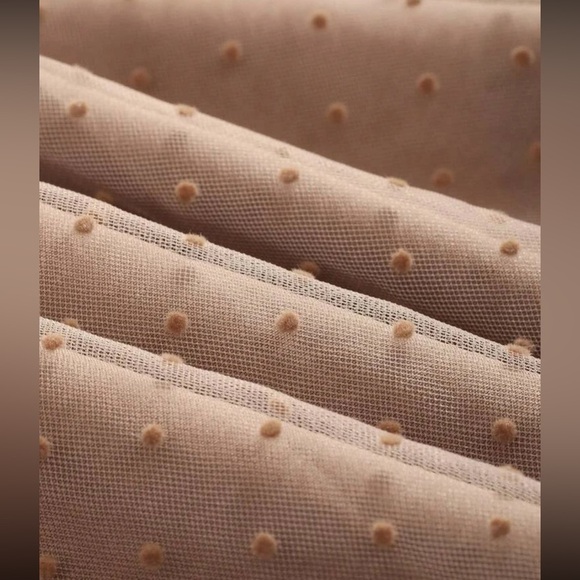 Korean style elastic waist mesh overlay beige skirt - Picture 5 of 5